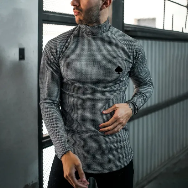 Mens fashion peach heart high neck long sleeve top - Leanarea.chimpone.com 