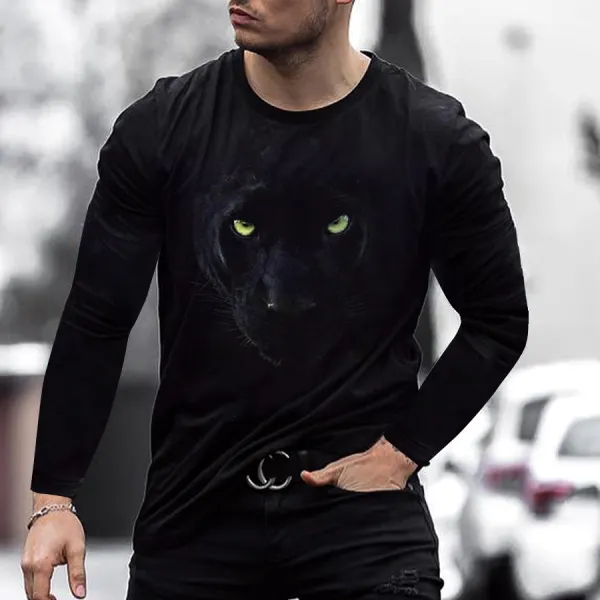 Panther round neck long sleeve T-shirt - Leanarea.chimpone.com 