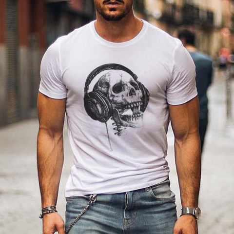 Funny music skull print T shirt