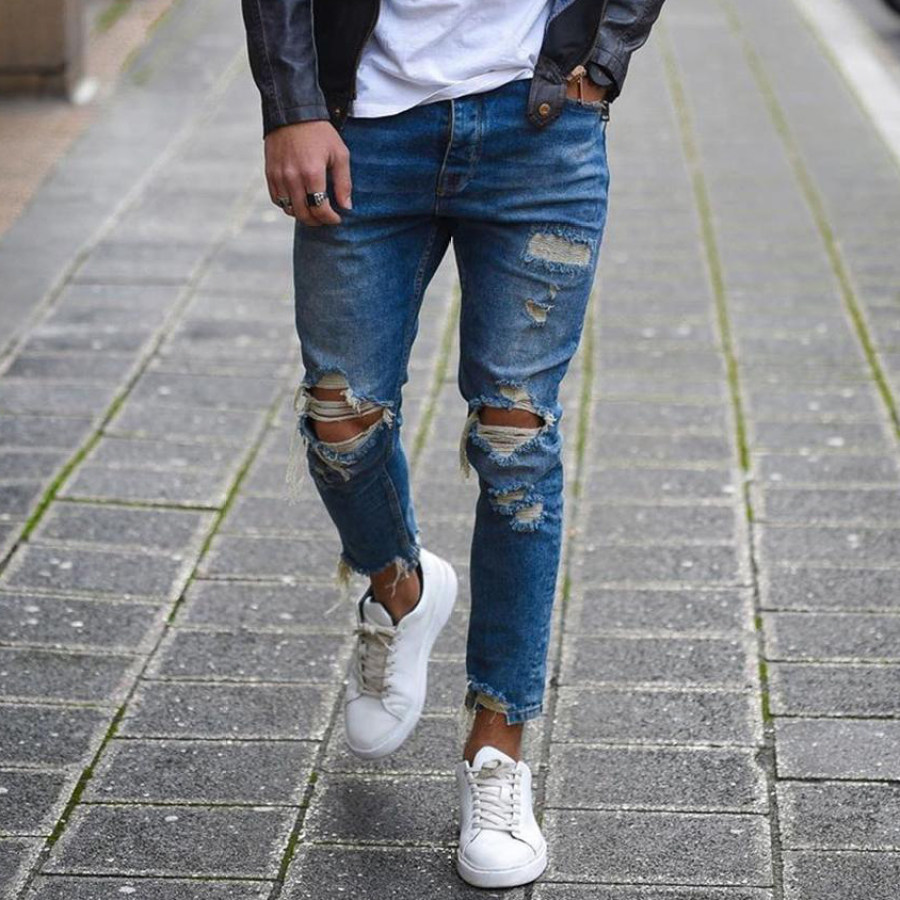 

Men's denim ripped pants