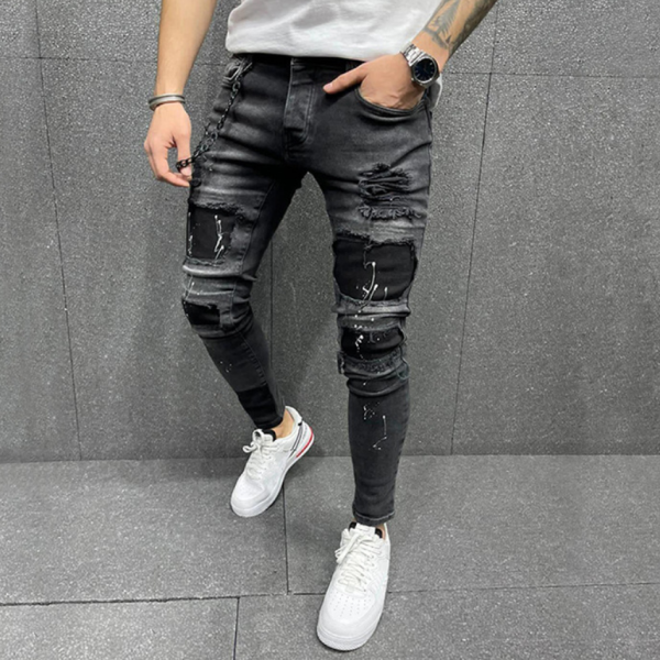 black ripped jeans with white paint