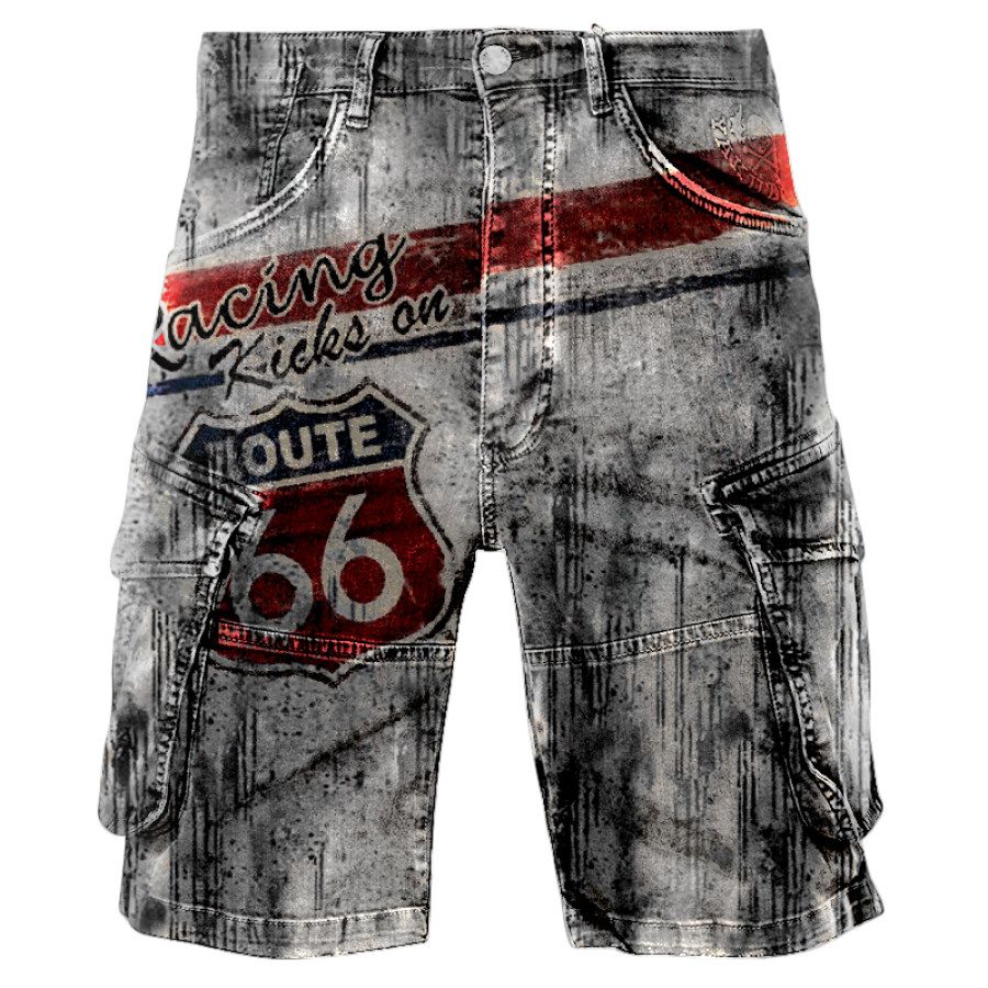 

Mens Outdoor Vintage Motor Oil Print Short