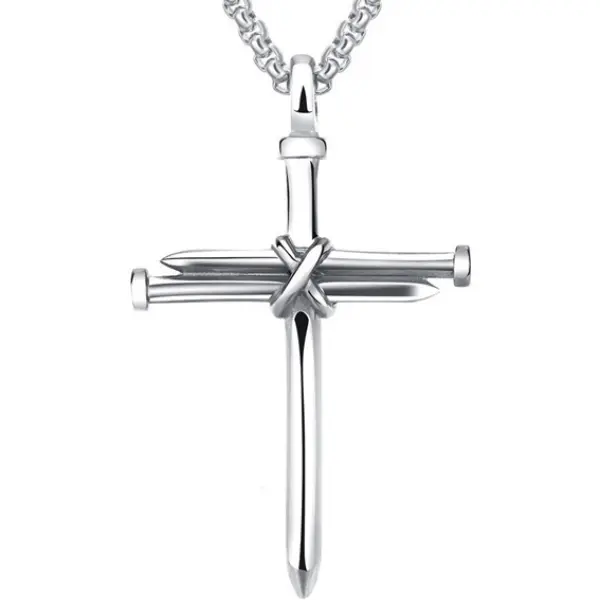 Mens Simple Cross Nail Necklace Pendant - Faciway.com 