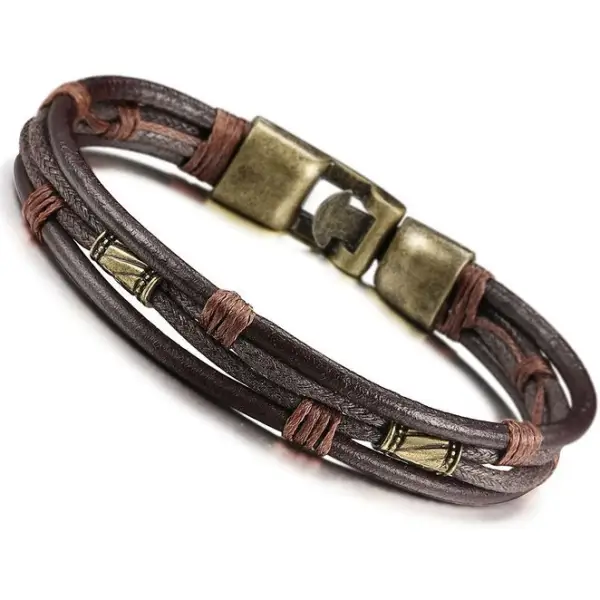 Men's Vintage Leather Braided Bracelet - Fineyoyo.com 