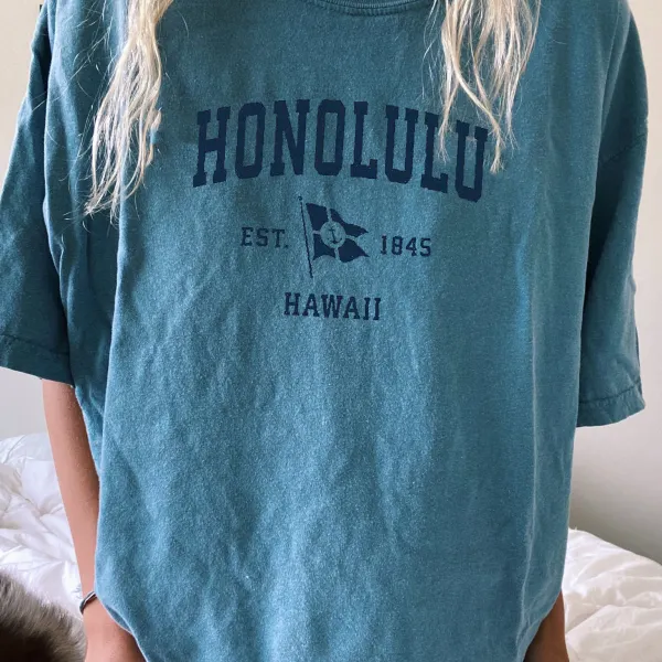 Honolulu Hawaii Letter Printed Tee - Kalesafe.com 