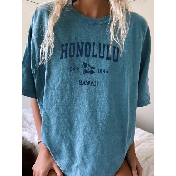 Honolulu Hawaii Letter Printed Tee - Honeylop.chimpone.com 