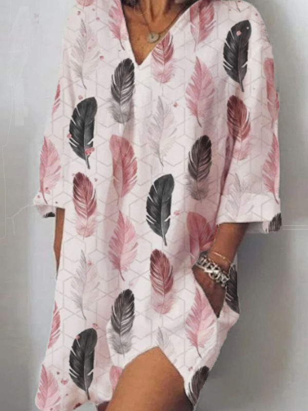 

Ladies All-piece Printed Loose Casual Shift Dress