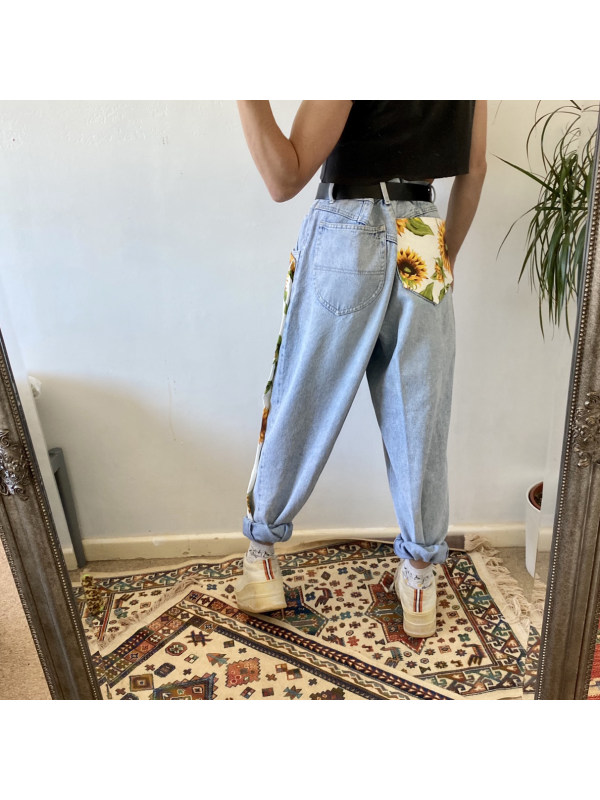 sunflowers on jeans