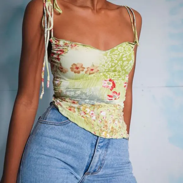 Ladies fashion retro print camisole - Leanarea.chimpone.com 