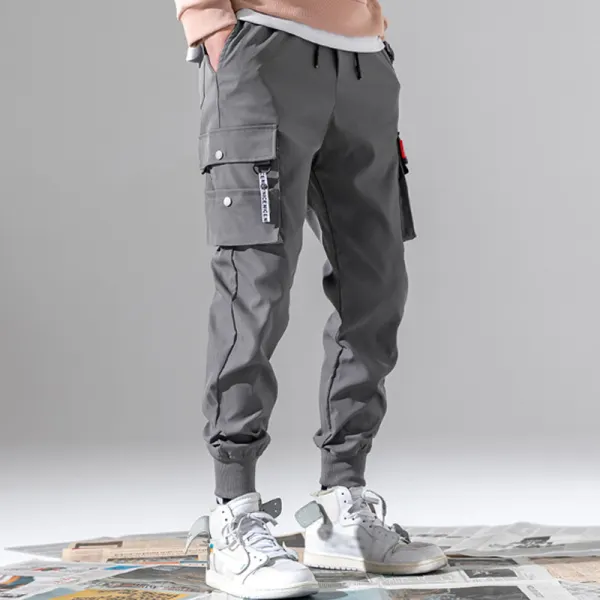 Casual pocket solid color pants - Ootdyouth.com 