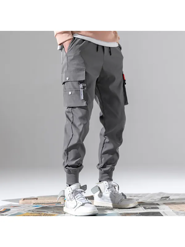 Casual pocket solid color pants - Valiantlive.com 
