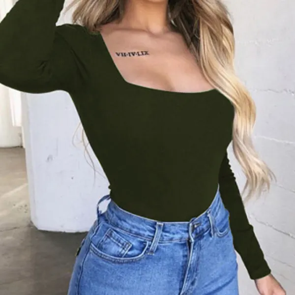 Women Sexy Solid Color T-shirt - Leanarea.chimpone.com 