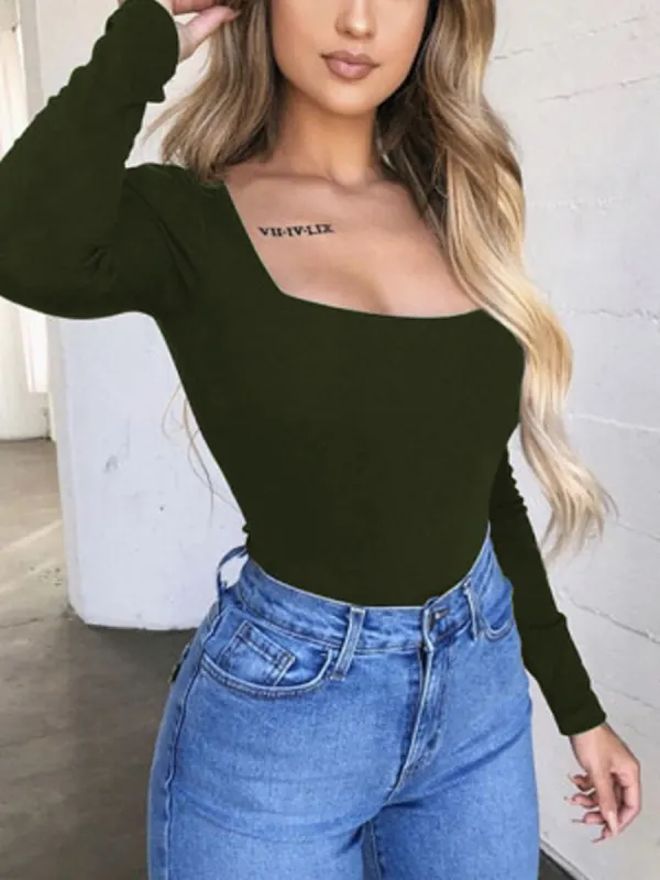 Women Sexy Solid Color T-shirt - Inkshe.com 