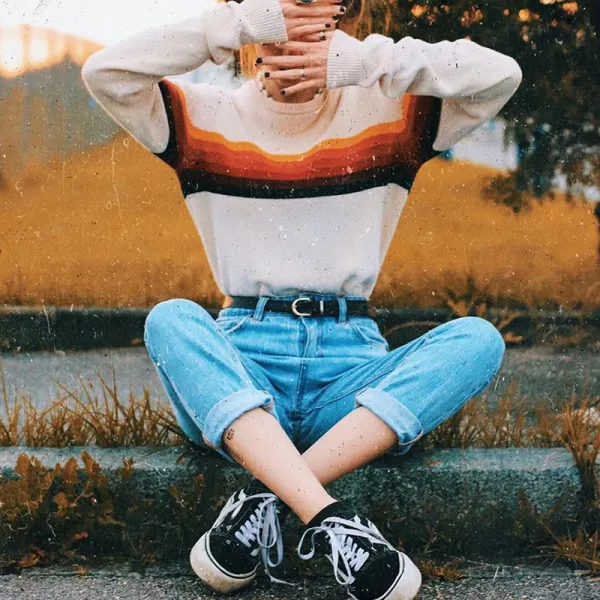 Vintage casual Long Sleeve Knitted Sweater - Leanarea.chimpone.com 