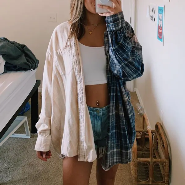 Womens casual plaid shirt - Leanarea.chimpone.com 