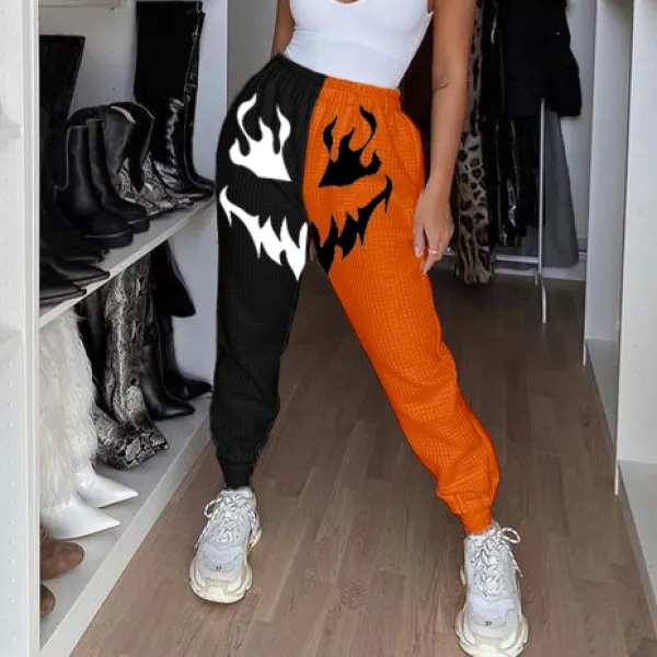 Halloween print Loose fitness track pants - Leanarea.chimpone.com 