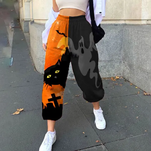Halloween print Loose fitness track pants - Leanarea.chimpone.com 