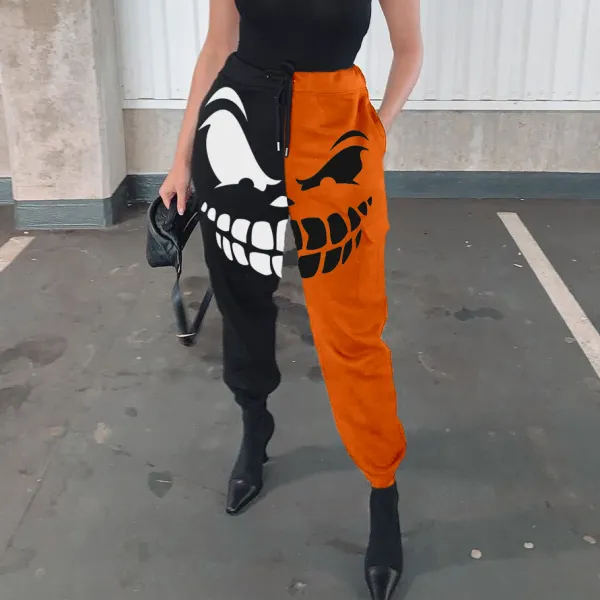 Halloween print Loose fitness track pants - Leanarea.chimpone.com 