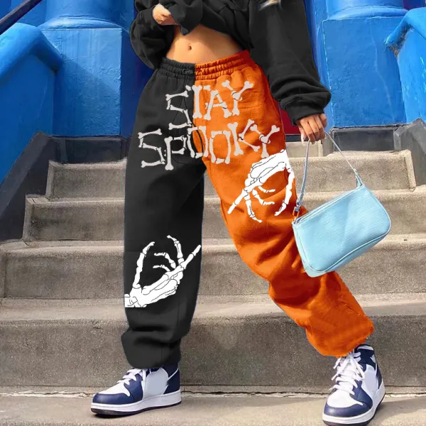 Halloween print Loose fitness track pants - Leanarea.chimpone.com 