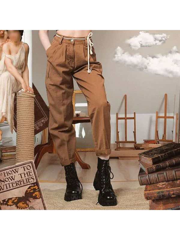 Vintage Casual Solid Color Loose Pants - Holawiki.com 