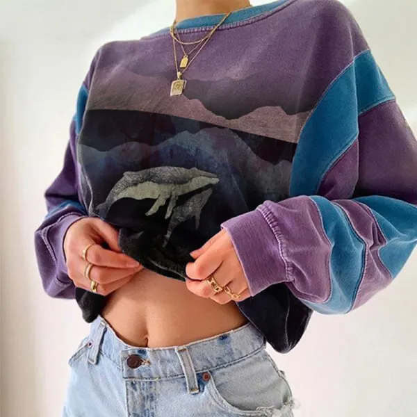 Geometric Mountain Peak And Sun Whale Sweater - Leanarea.chimpone.com 