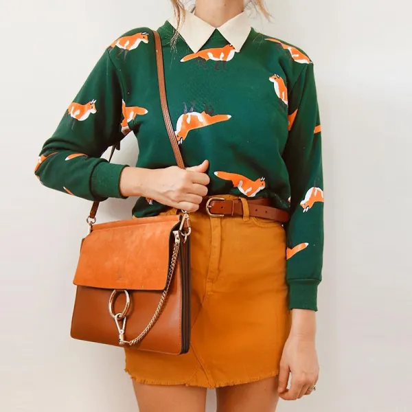 Vintage Casual Long-sleeved Printed Sweater - Leanarea.chimpone.com 