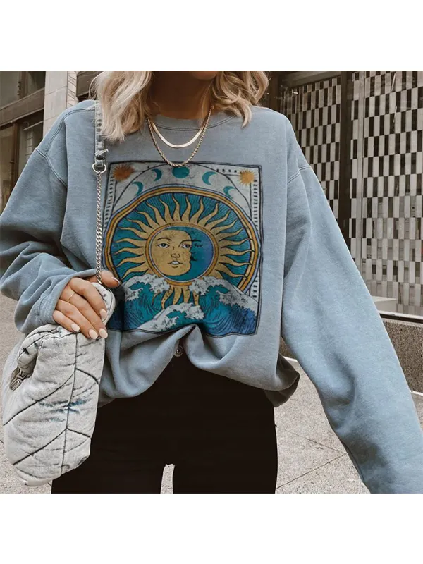 Vintage Casual Long-sleeved Printed Sweatshirt - Spikesky.chimpone.com 