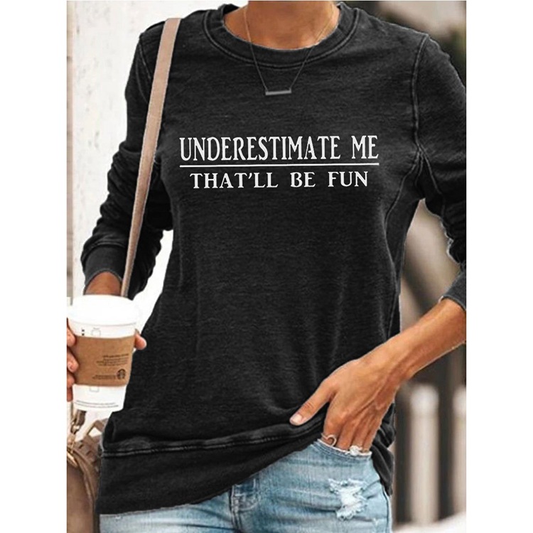 Letters Printed Round Neck Chic T-shirts