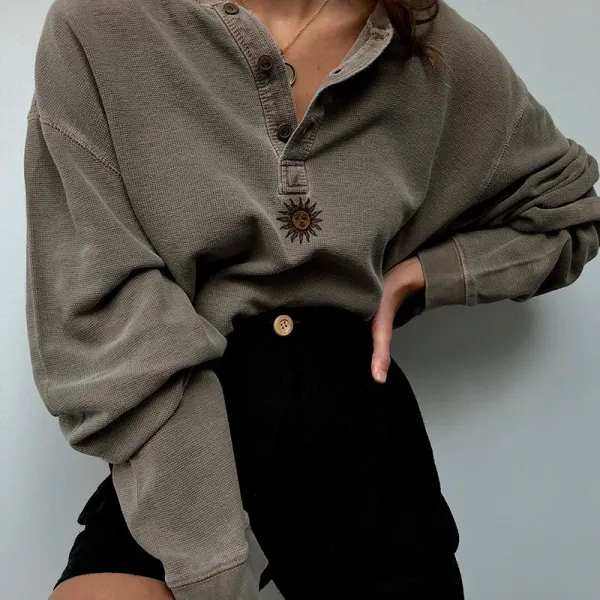 Ladies Casual Loose Long Sleeve Sweatshirt - Leanarea.chimpone.com 