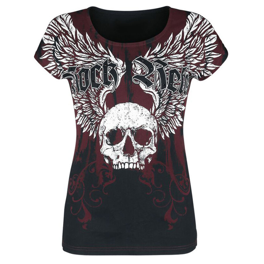 

Womens skull print crew neck T-shirt