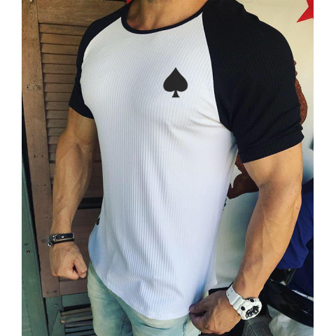 Casual color matching poker short sleeve T shirt