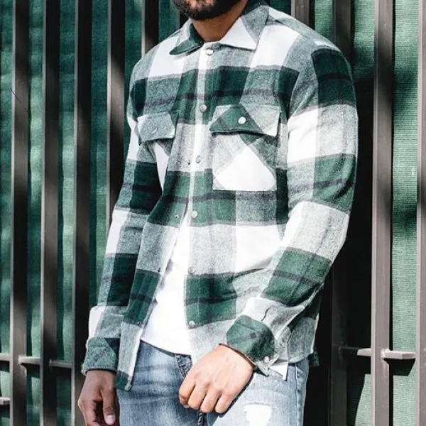 Casual fashion plaid textured jacket - Leanarea.chimpone.com 