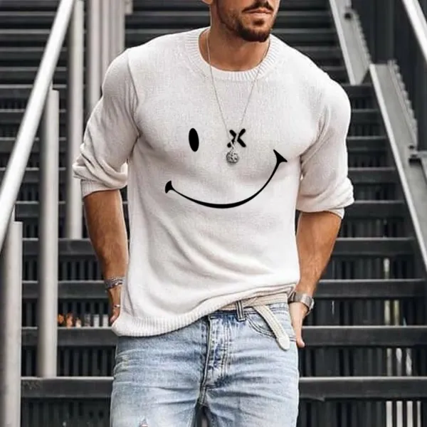 Mens smiley face knitted long sleeve top - Leanarea.chimpone.com 