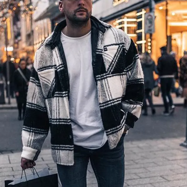 Street fashion check texture jacket - Leanarea.chimpone.com 