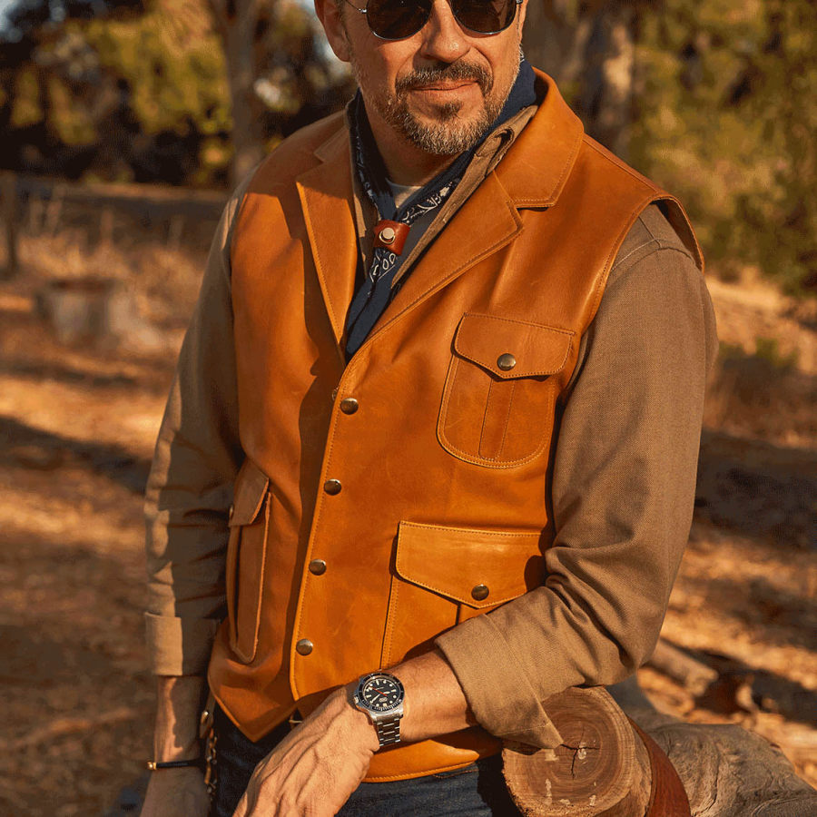 

Mens Fashion Vintage Western Leather Vest