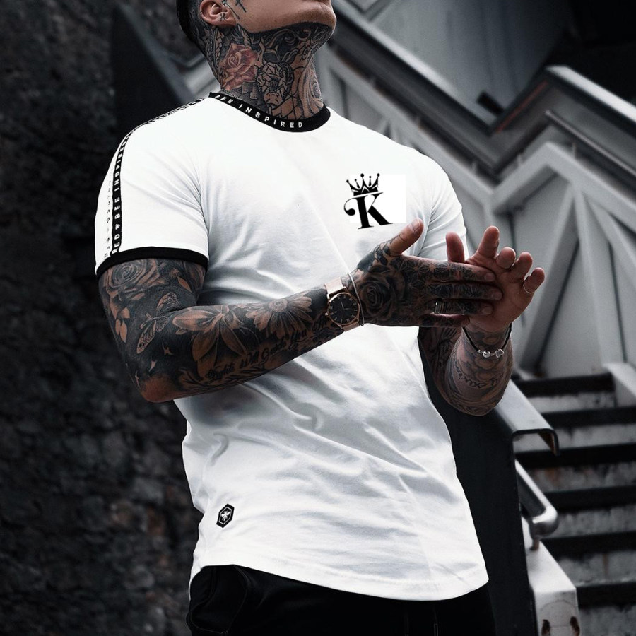 

Poker print short-sleeved streamer T-shirt