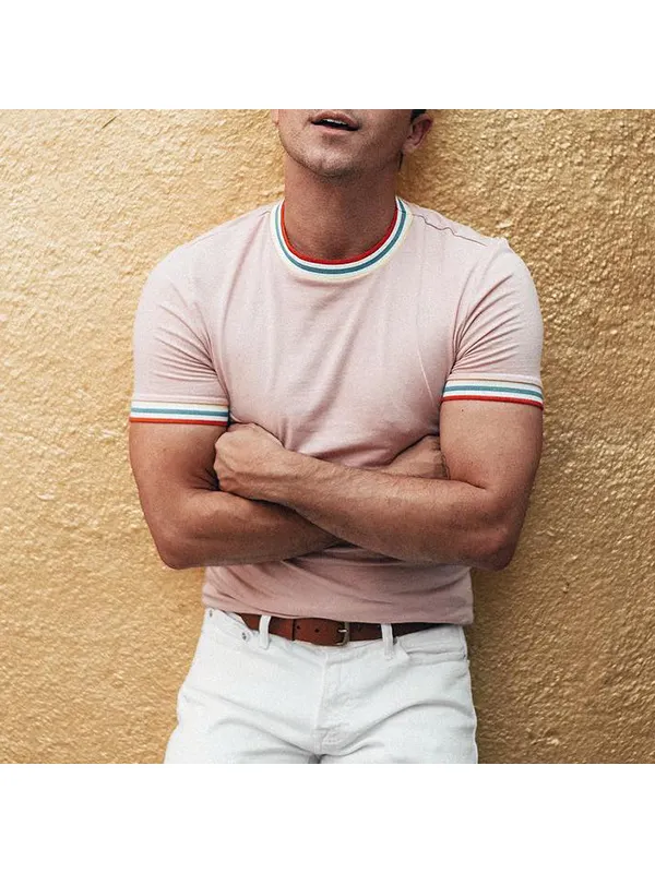 Casual mens plain short-sleeved T-shirt - Spikesky.chimpone.com 