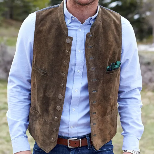 Vintage single-breasted button pocket vest - Leanarea.chimpone.com 