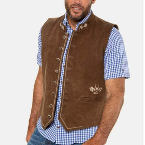 Mens Fashion Leather Printed Retro Vest
