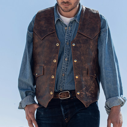 Mens fashion vintage leather vest
