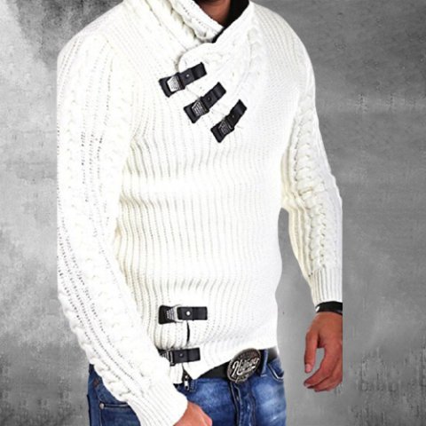 Explosive Men's Leather Button Sweater