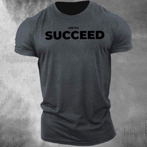 Men's SUCCEEDLOGO short-sleeved sweat-absorbent and breathable T-shirt