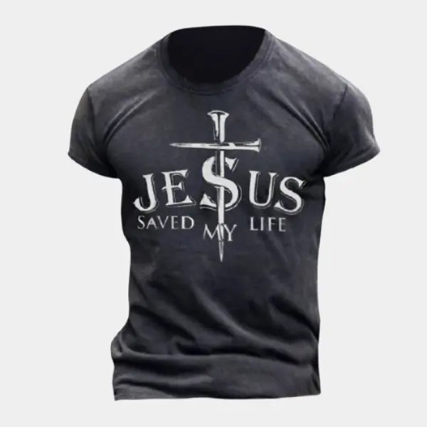 Men's Fashion Casual Jesus Cross T-shirt - Blaroken.com 