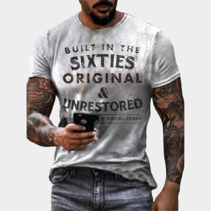 Mens Built In The Sixties Unrestored Motorcy Printed T-shirt