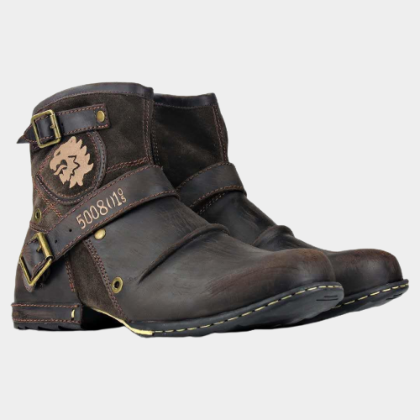 Vintage Men's Moto Martin Boots Breathable Low Heel Leather Boots