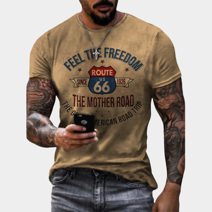 Mens Fashion Route 66 T-shirt