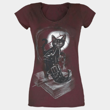 Womens cat print breathable T-shirt