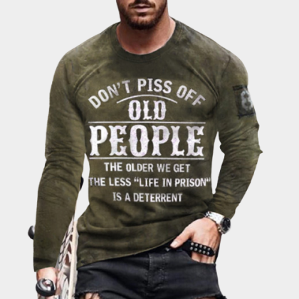 Men's outdoor casual letter printing long-sleeved T-shirt top