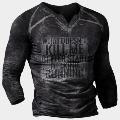 Designer letter print retro tactical long-sleeved T-shirt