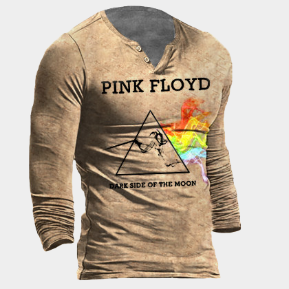 Camisa Masculina De Manga Comprida Estampada Rosa Floyd Tática